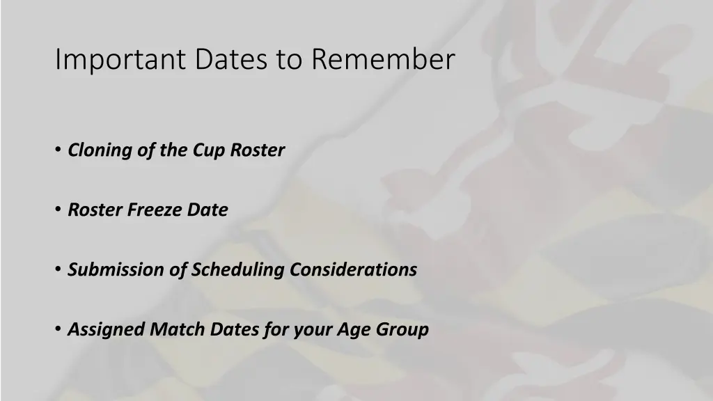 important dates to remember