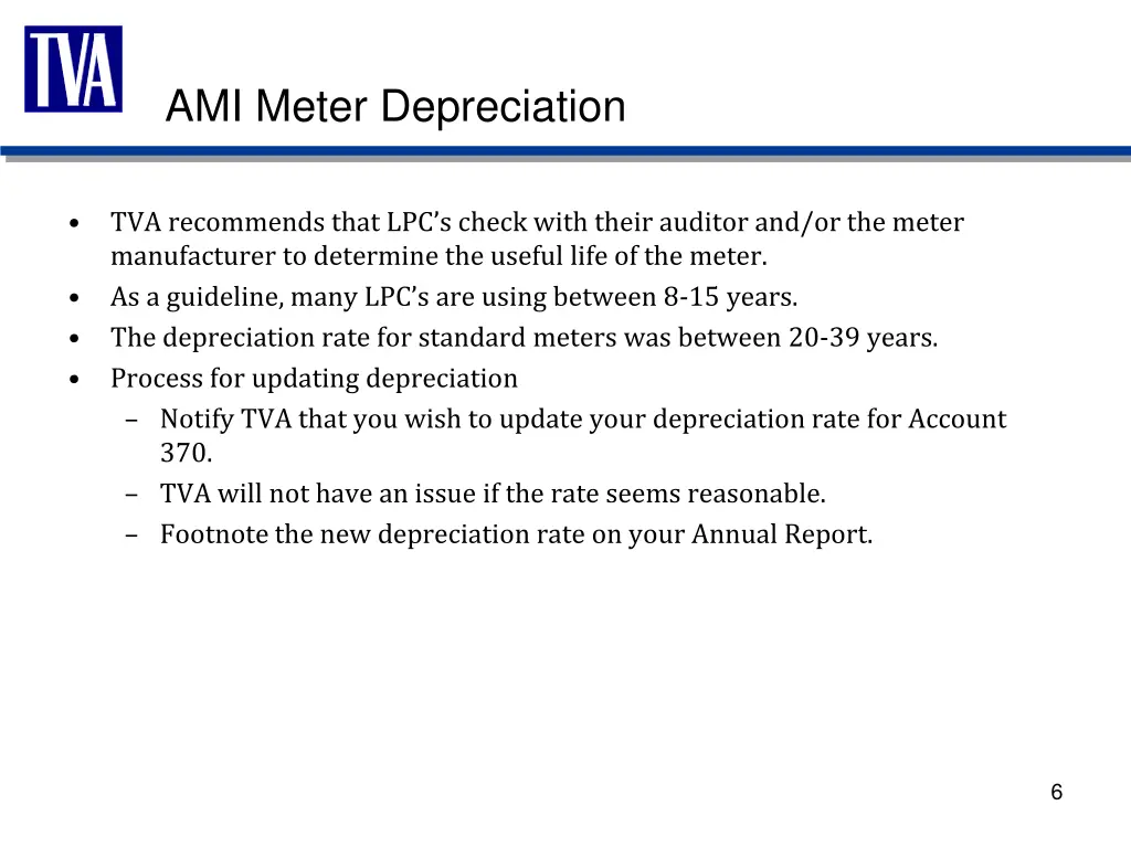 ami meter depreciation