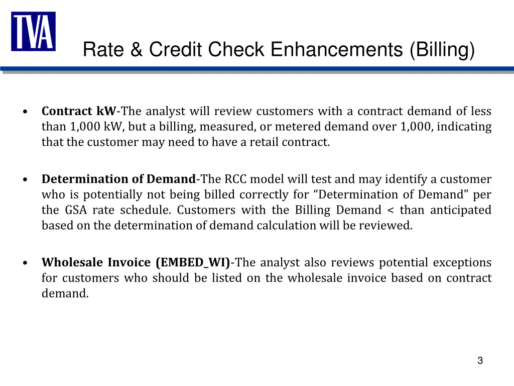 rate credit check enhancements billing