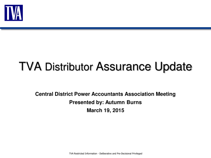 tva distributor assurance update