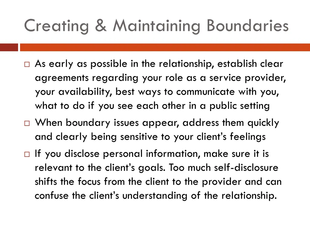 creating maintaining boundaries
