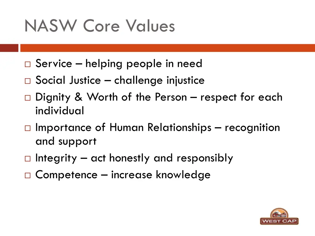 nasw core values