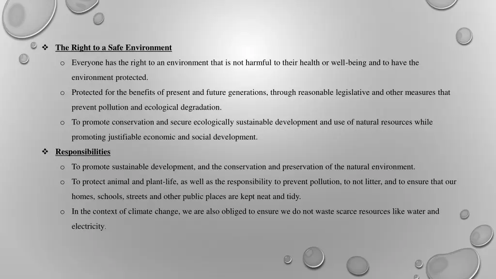 the right to a safe environment