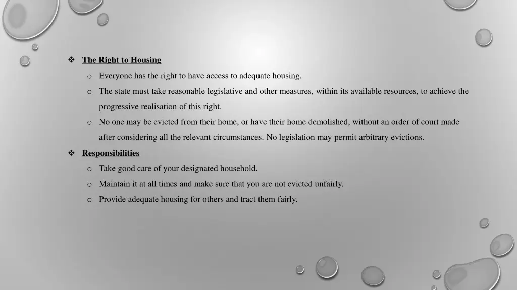 the right to housing