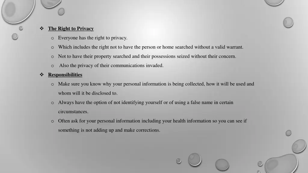 the right to privacy