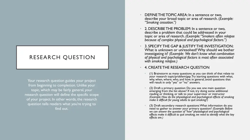 define the topic area in a sentence