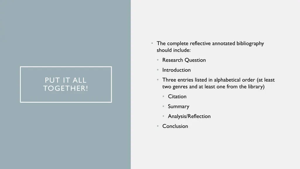 the complete reflective annotated bibliography