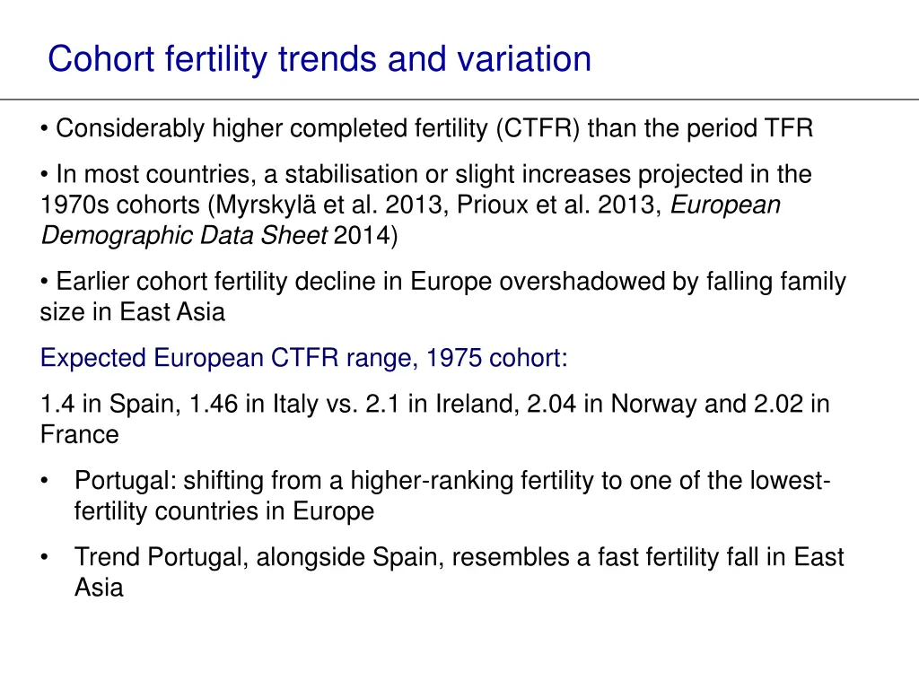 cohort fertility trends and variation