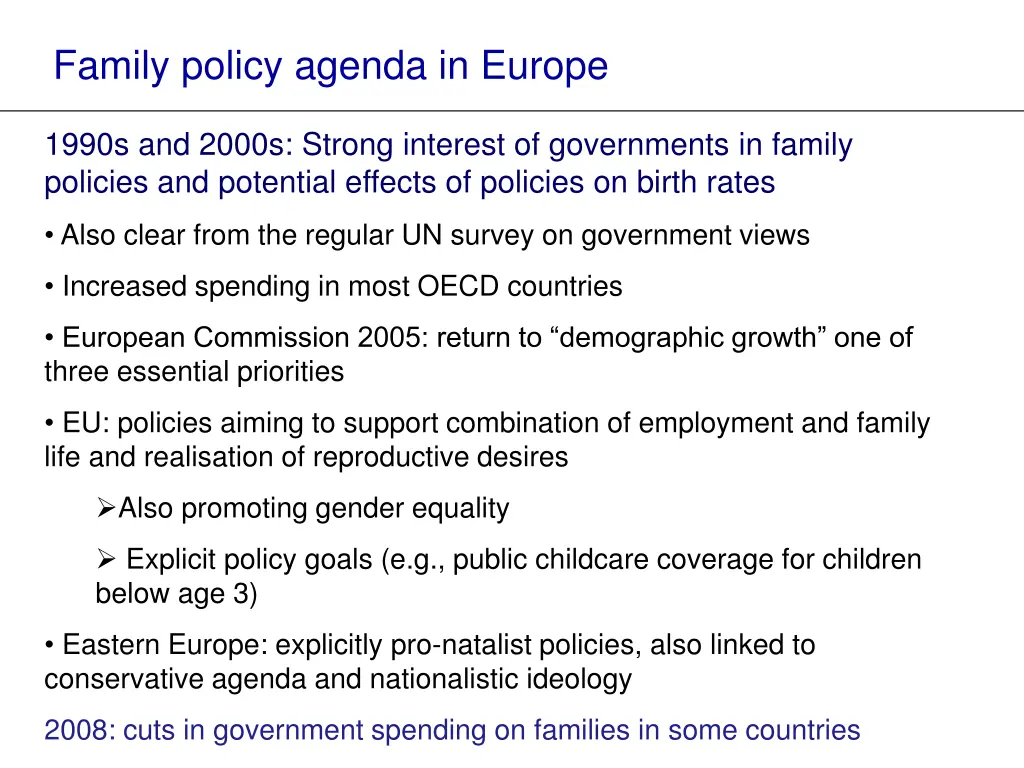 family policy agenda in europe