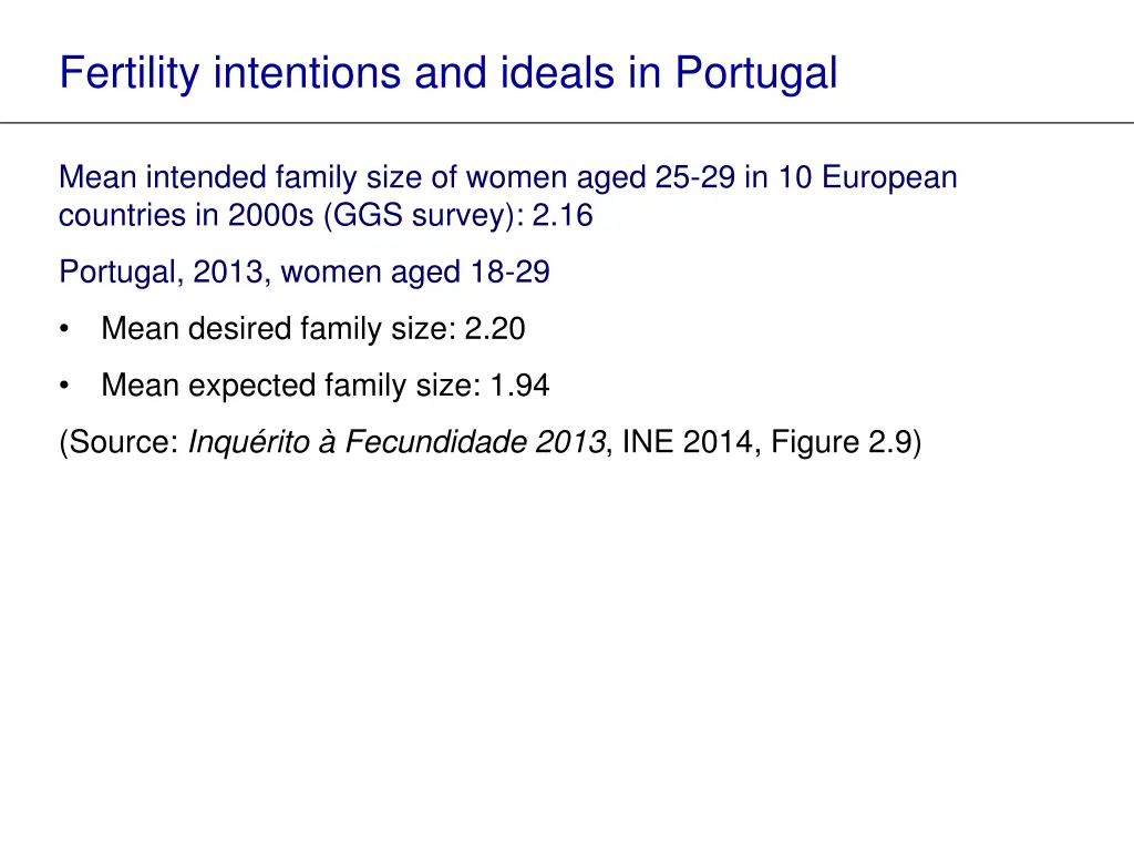 fertility intentions and ideals in portugal