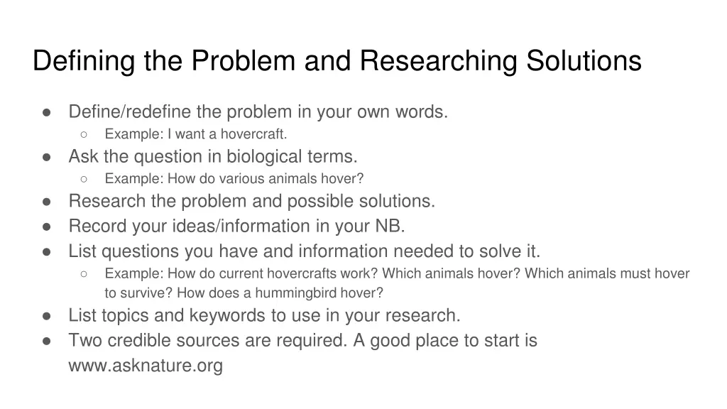defining the problem and researching solutions