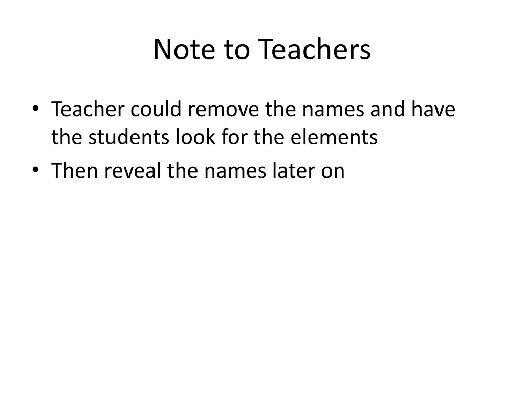note to teachers