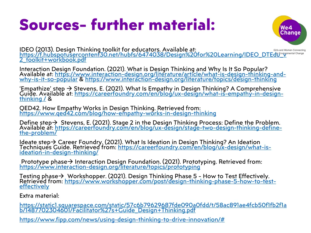 sources further material