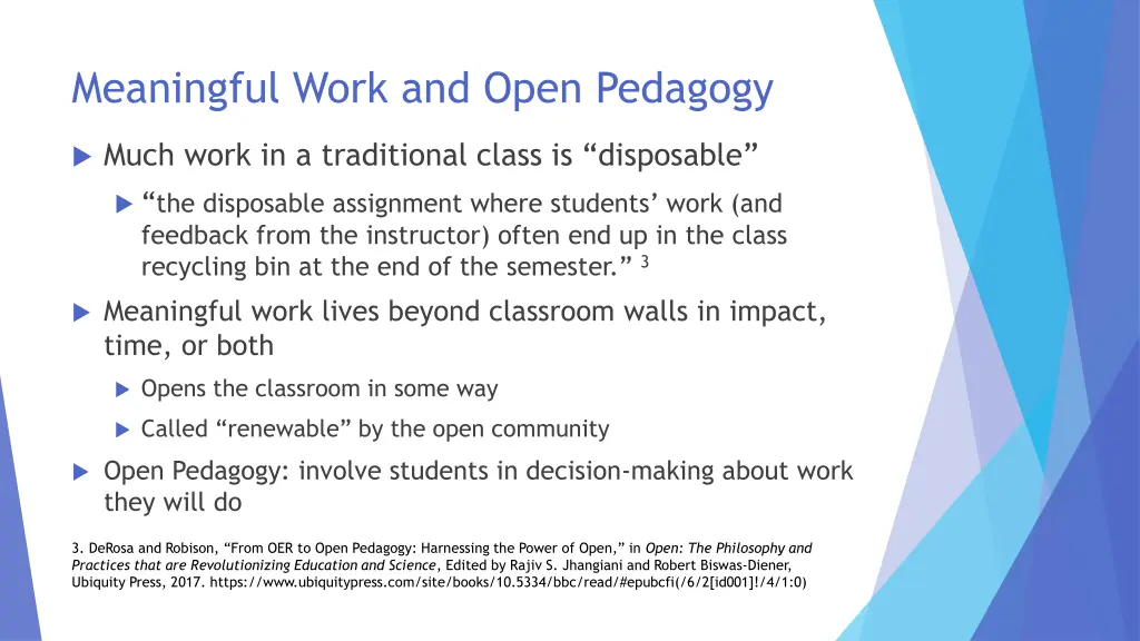 meaningful work and open pedagogy