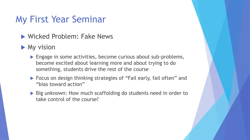 my first year seminar