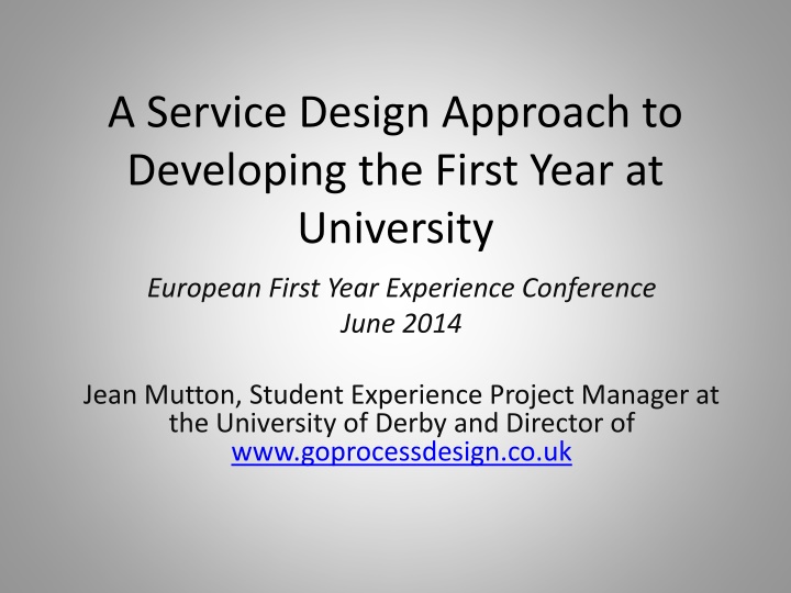 a service design approach to developing the first