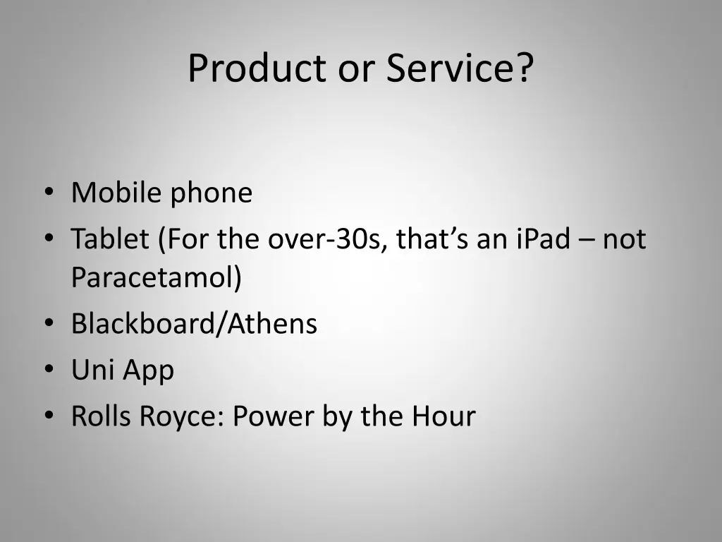 product or service