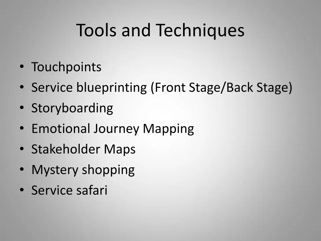 tools and techniques