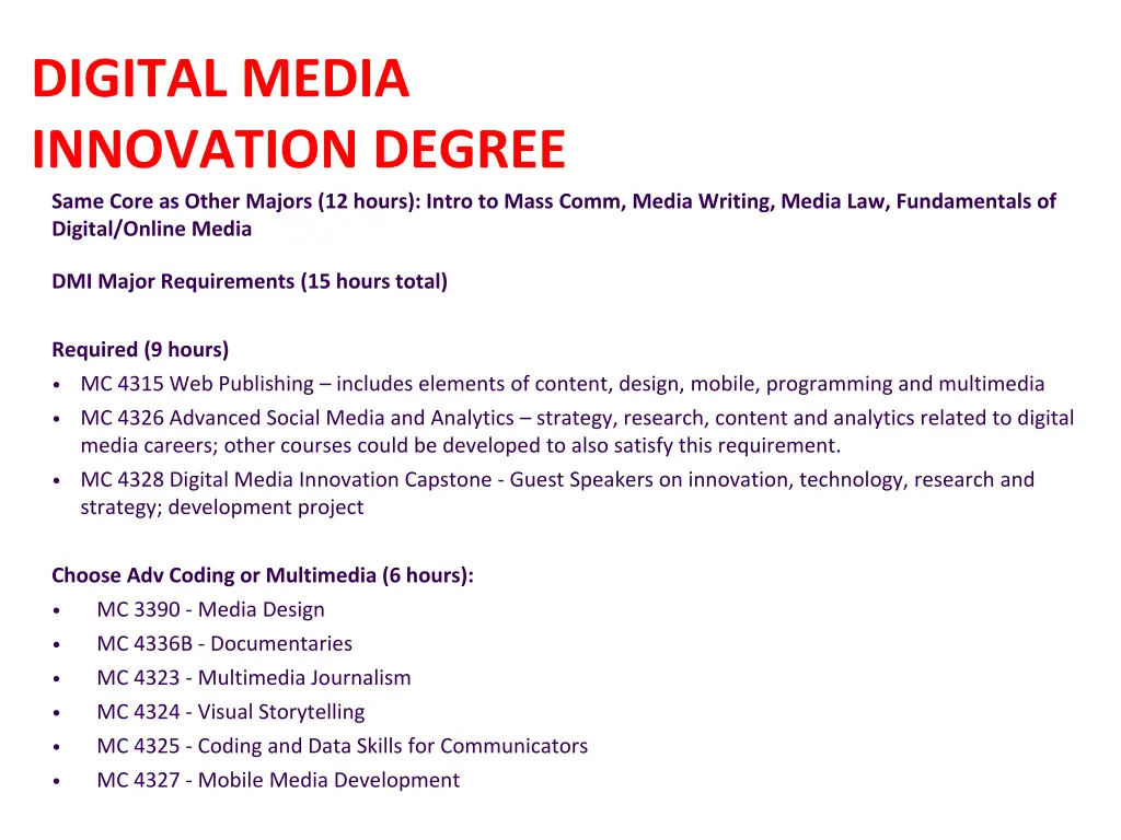 digital media innovation degree same core