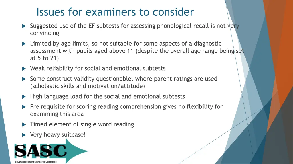 issues for examiners to consider