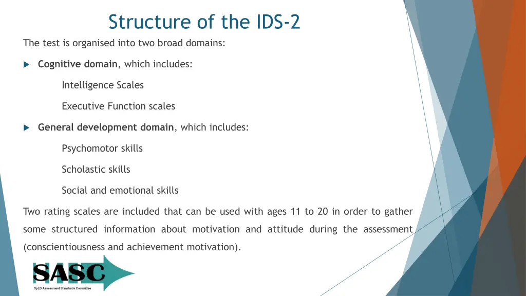 structure of the ids 2 the test is organised into