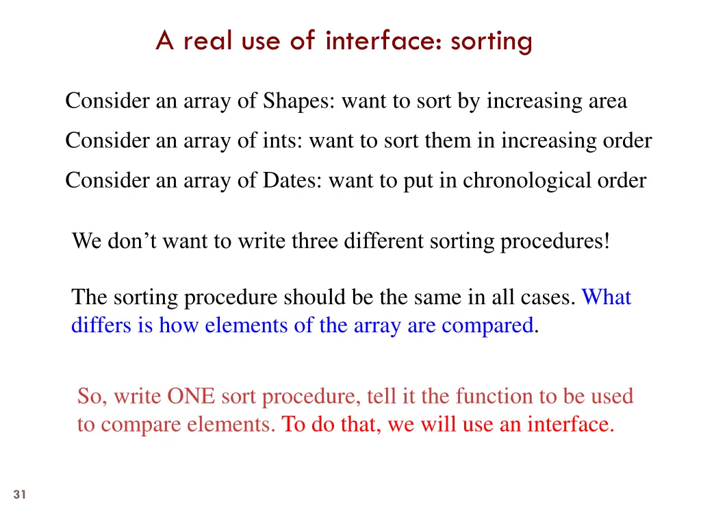 a real use of interface sorting