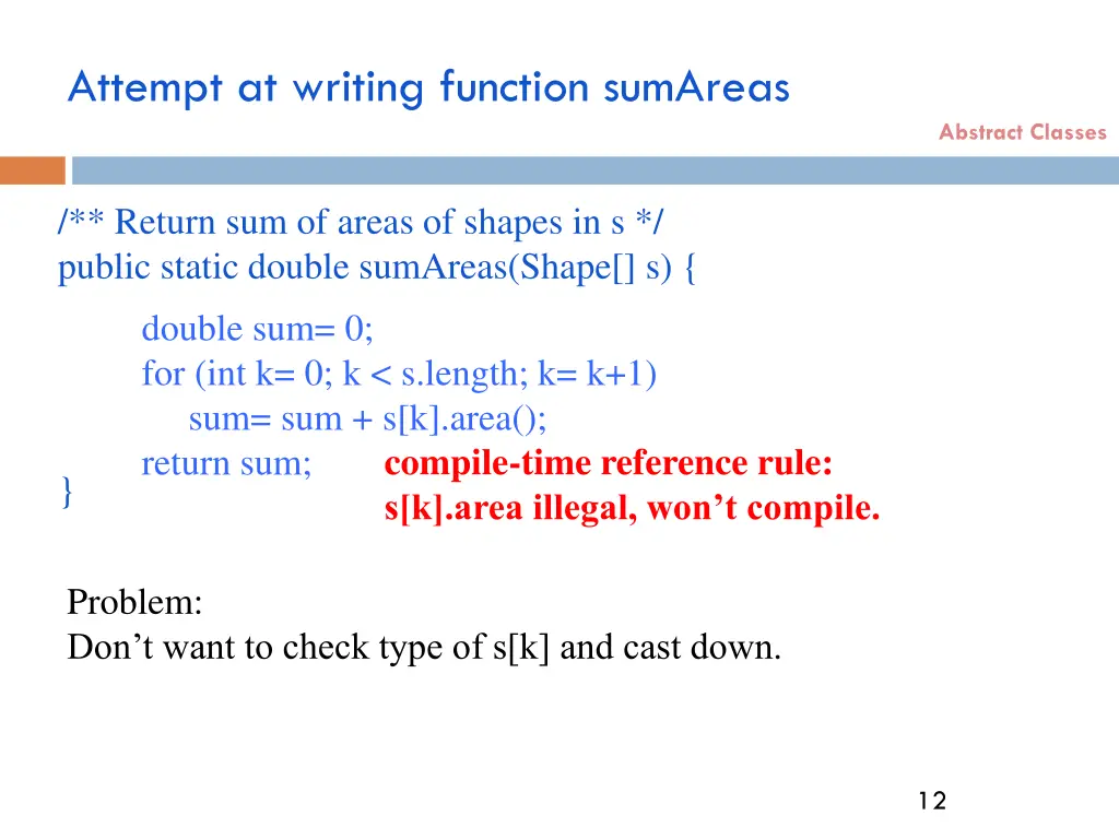 attempt at writing function sumareas