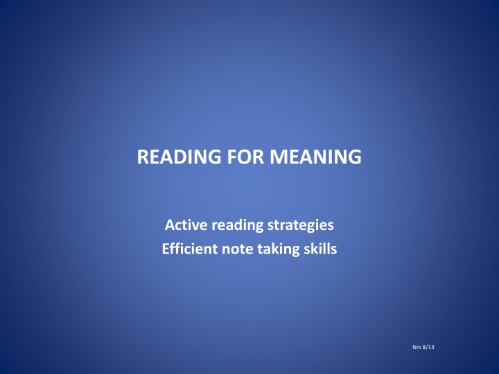 reading for meaning