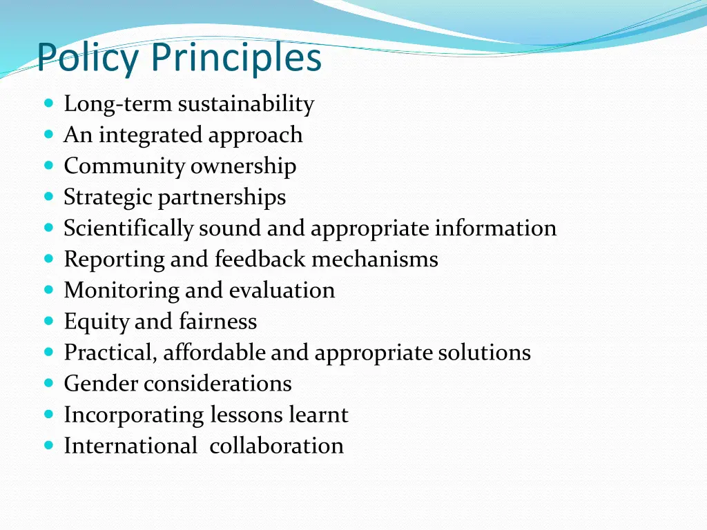 policy principles long term sustainability