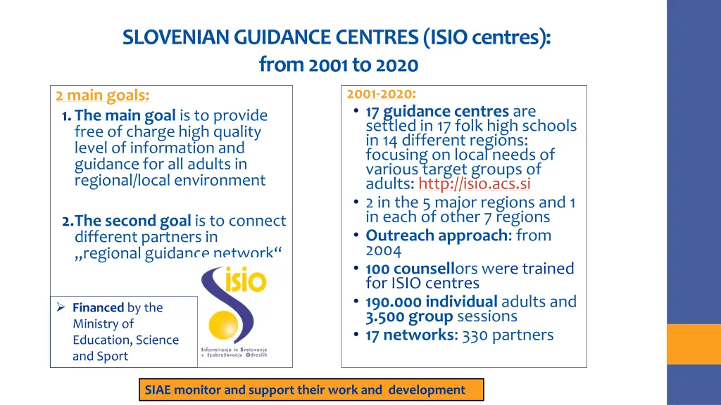 slovenian guidance centres isio centres from2001
