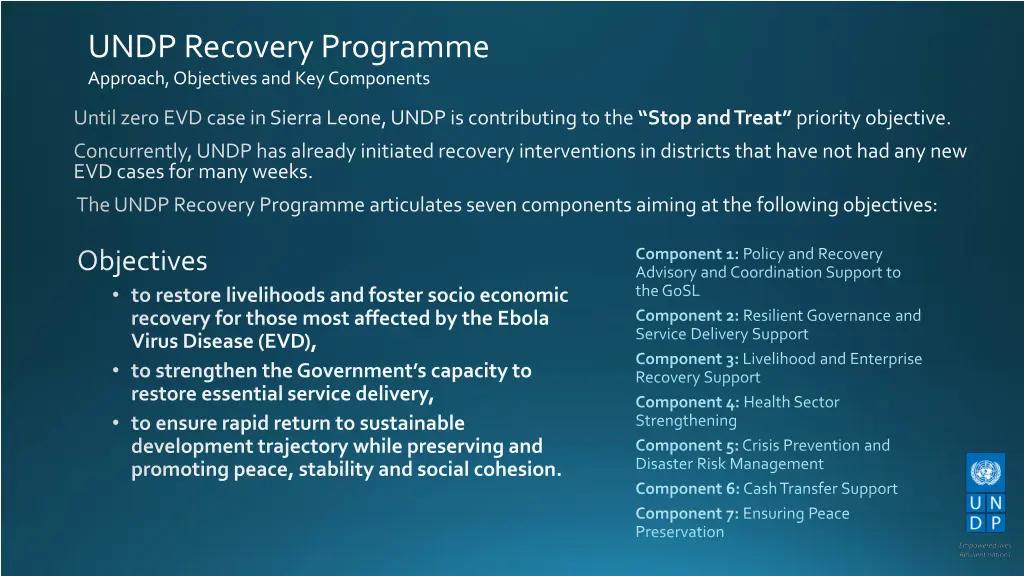 undp recovery programme approach objectives