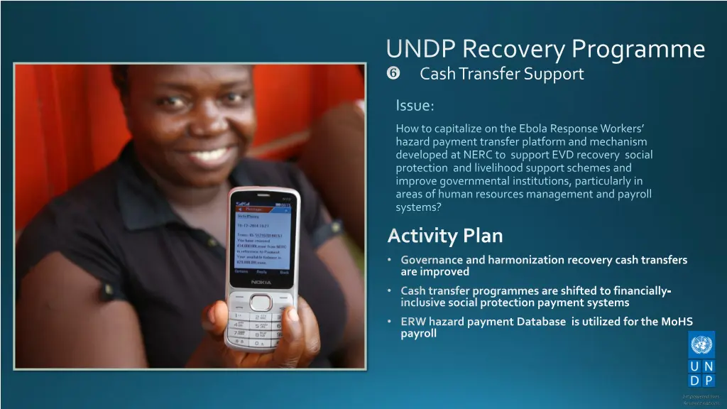 undp recovery programme cash transfer support