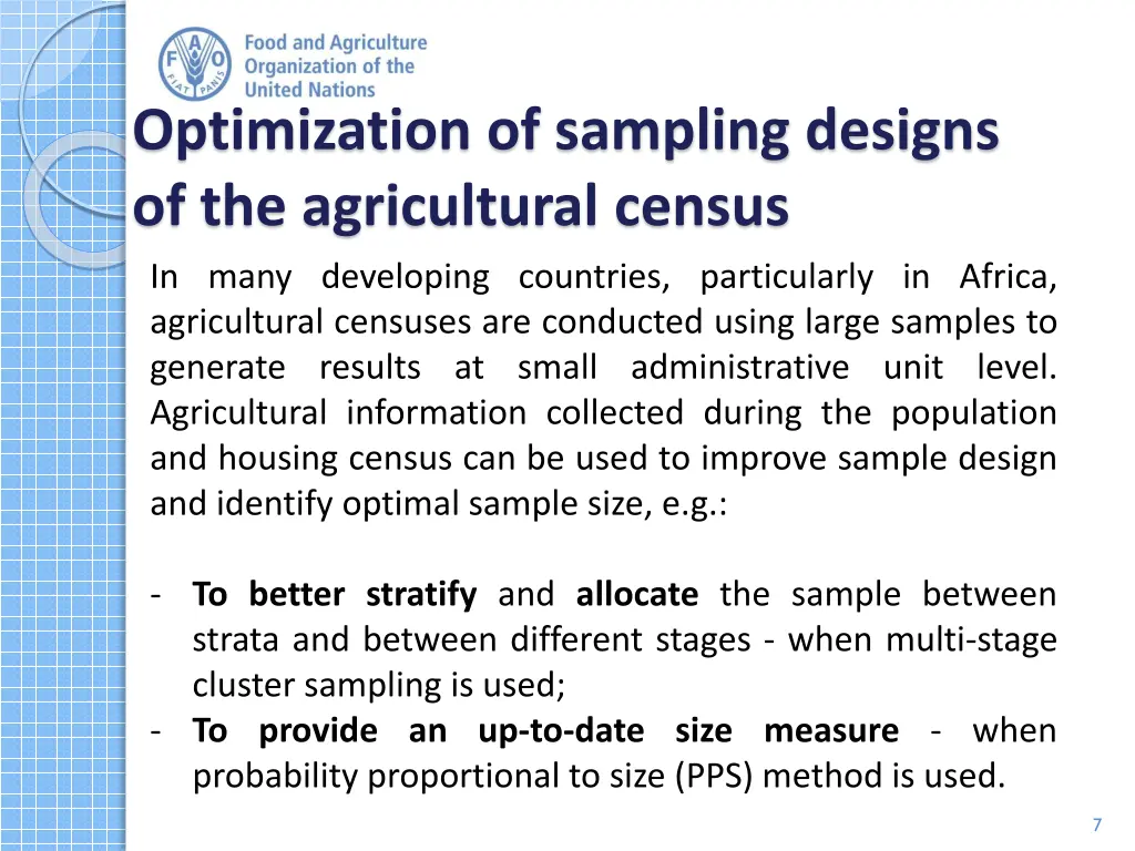 optimization of sampling designs