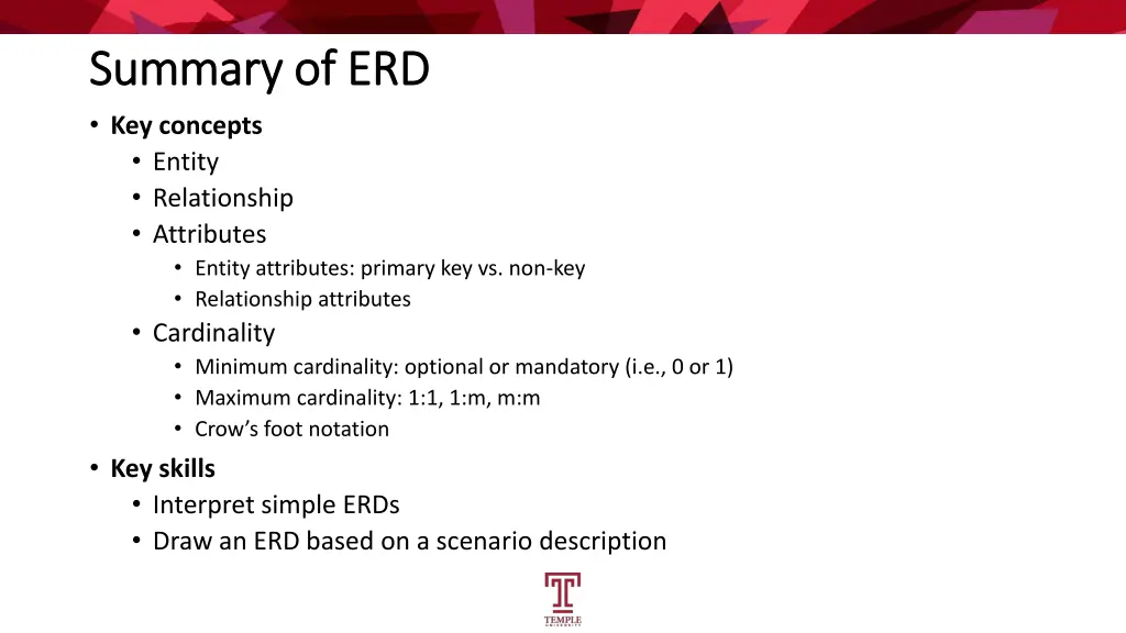 summary of erd summary of erd key concepts entity