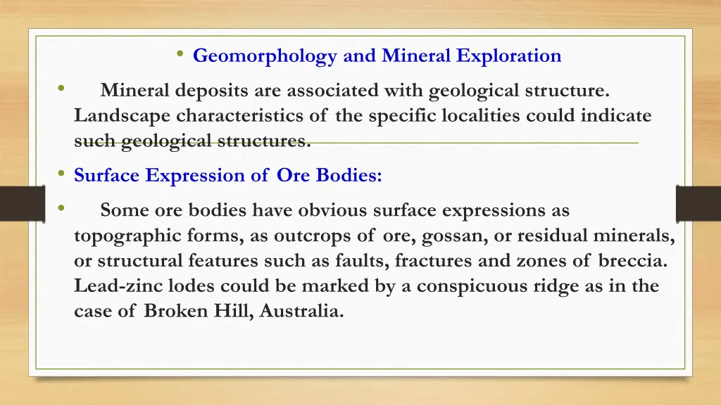 geomorphology and mineral exploration mineral