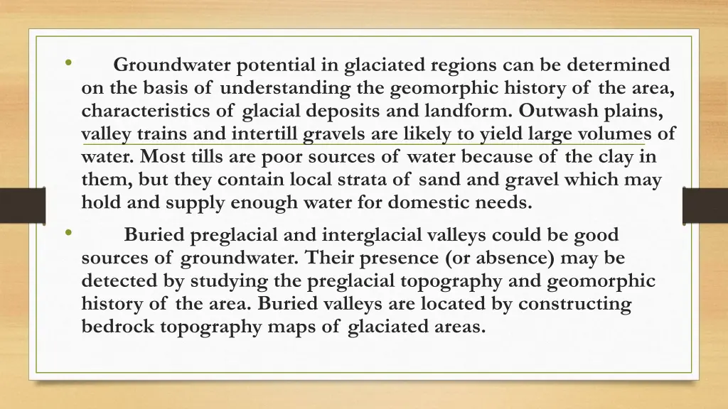 groundwater potential in glaciated regions