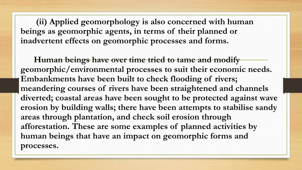 ii applied geomorphology is also concerned with