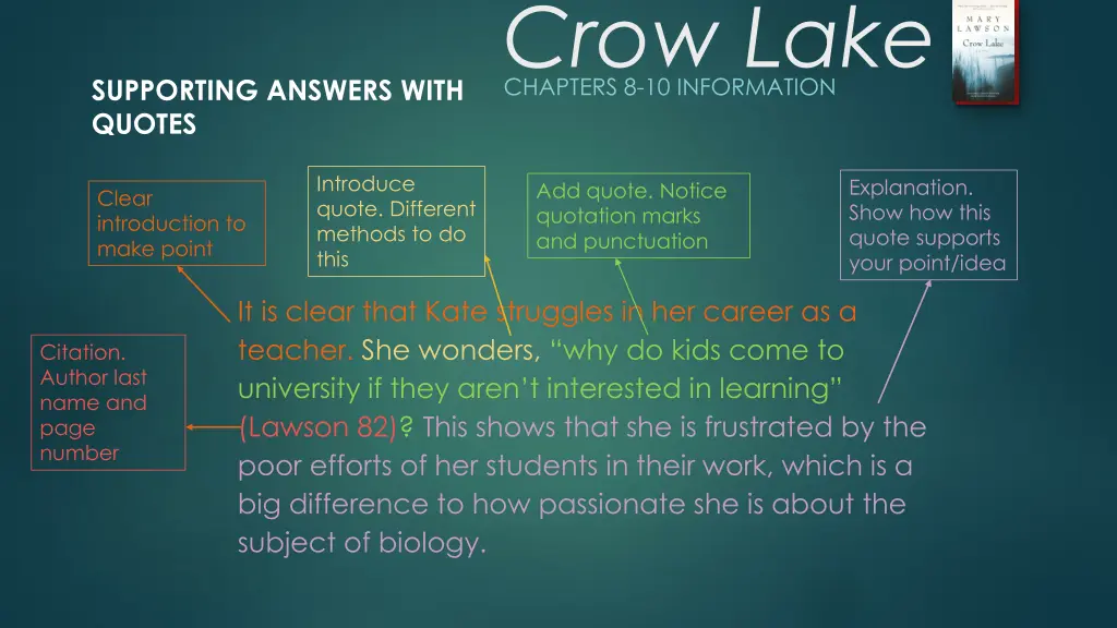 crow lake chapters 8 10 information 8
