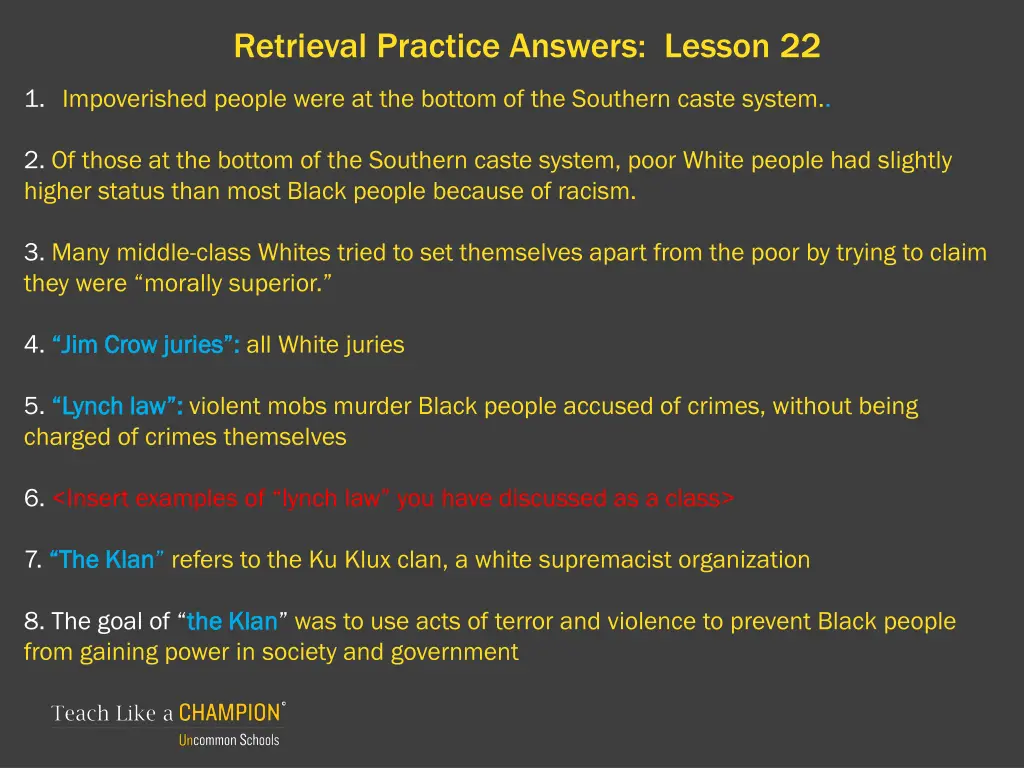 retrieval practice answers lesson 22