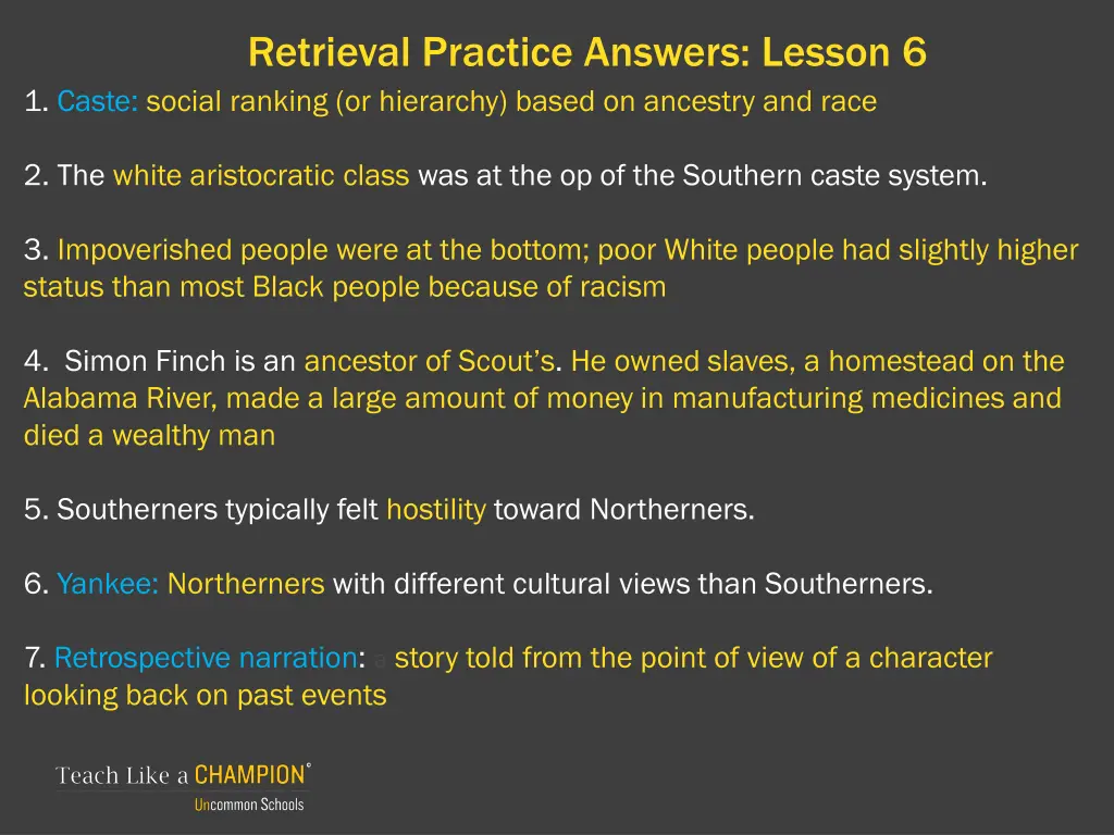 retrieval practice answers lesson 6 1 caste