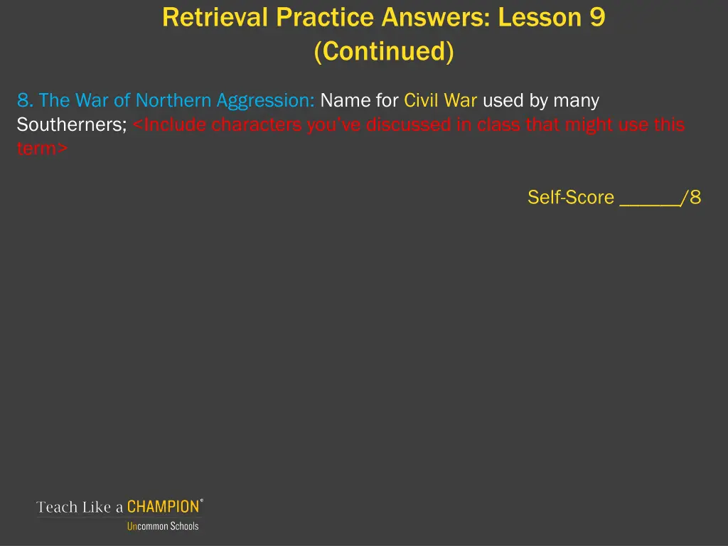 retrieval practice answers lesson 9 continued