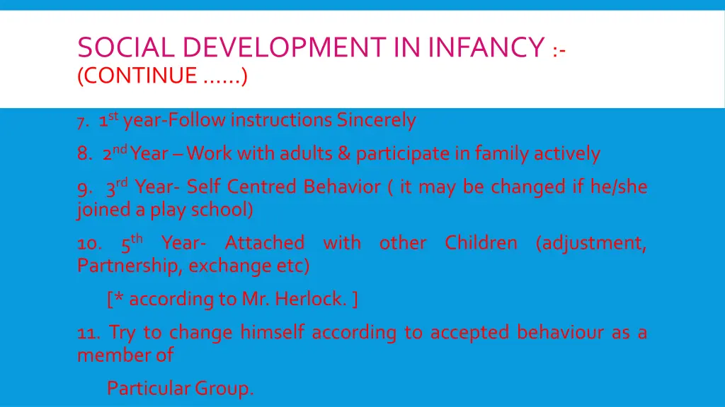 social development in infancy continue