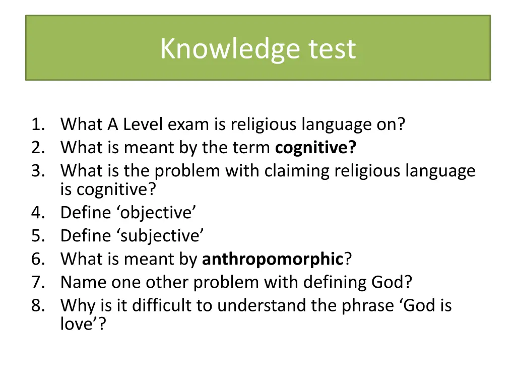 knowledge test