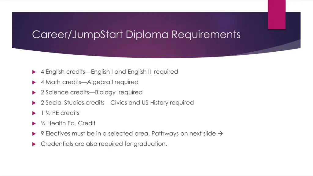 career jumpstart diploma requirements