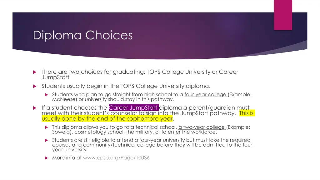 diploma choices