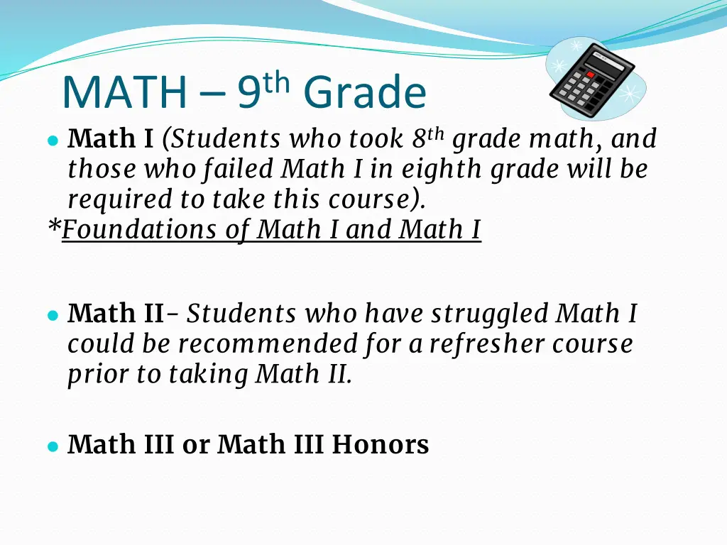 math 9 th grade math i students who took