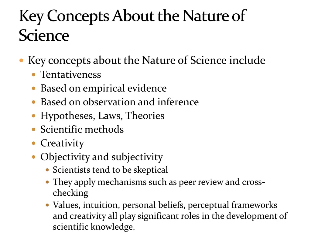 key concepts about the nature of science