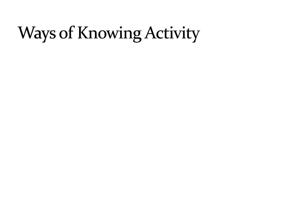 ways of knowing activity