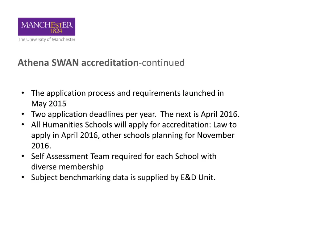 athena swan accreditation continued