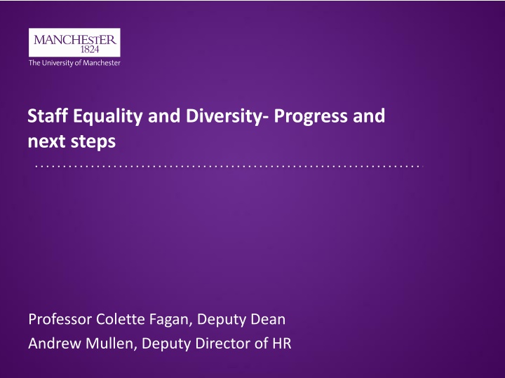 staff equality and diversity progress and next